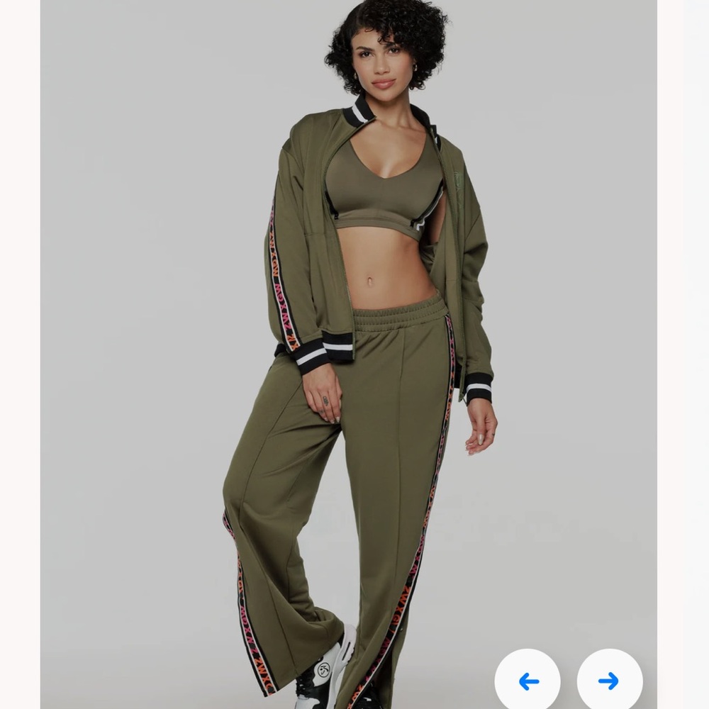 Zumba ZW X GW Olive Green Complete Set; Track Pants Large and Jacket Medium $100